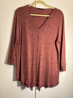 Pink Clover Rose Heather V-Neck Tunic Top